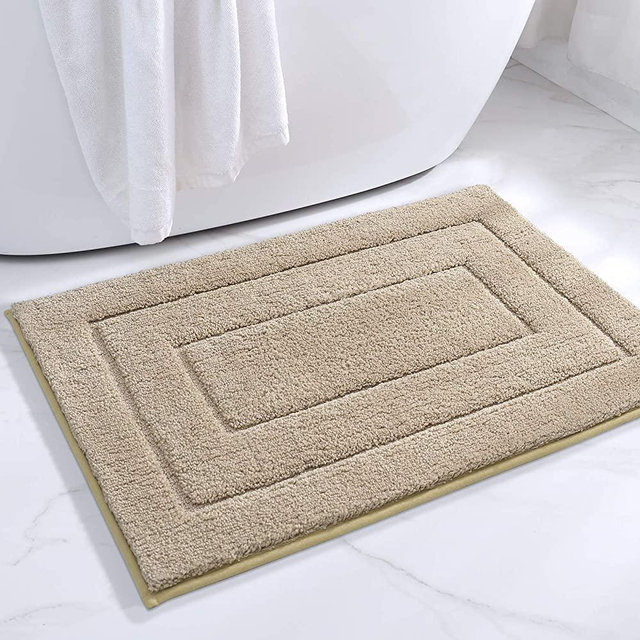DEXI Bathroom Rug Mat, Extra Soft Absorbent Premium Bath Rug, Non-Slip Comfortable Bath Mat, Carpet for Tub, Shower, Bath Room, Machine Wash Dry, 16"x24", Beige