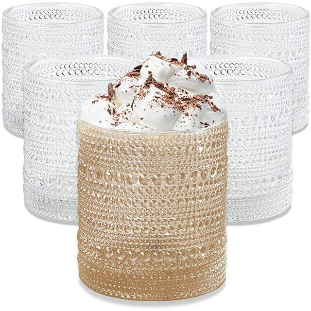 Kate Aspen Clear Beaded Drinking Glasses Set of 6 - 10 oz Vintage Glassware Set Cocktail Glass Set, Juice Glass, Water Cups | Makes A Great Hostess Gift or Gift for New Home Owners