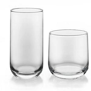 Libbey Ascent Tumbler and Rocks Drinking Glasses Set of 16, Glass Drinking Glasses with Curvature, Versatile Glassware Set for Parties and More