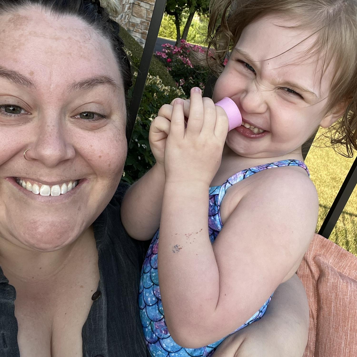 Katie and Marlowe pool day