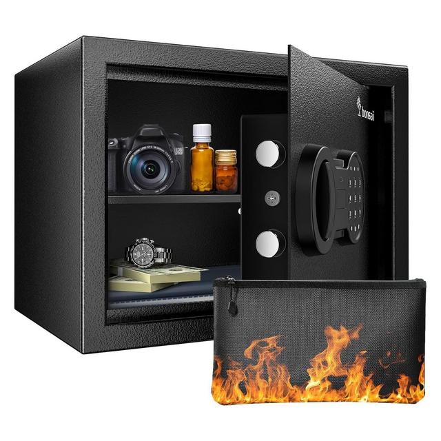 Bonsaii Safe Box with Fireproof Bag, Home Safe with Removable Shelf for Money Documents Jewelry Valuables, 0.6 Cubic Feet, 9.84"D x 13.78"W x 9.84"H
