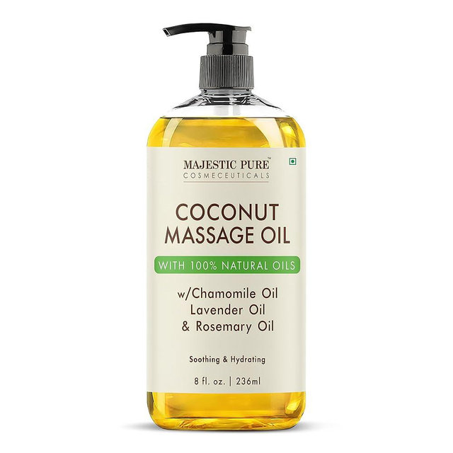 MAJESTIC PURE Coconut Massage Oil for Massage Therapy - Refreshing, and Relaxing - Natural Oils - for All Skin Types - Men and Women - 8 fl oz