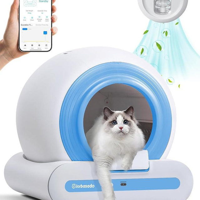 Cat Litter Box with Lid Anti-Splash Enclosed Cat Litter Tray with App Control Odor Control and Safe Sensors Easy to Clean Hooded Cat Toilet