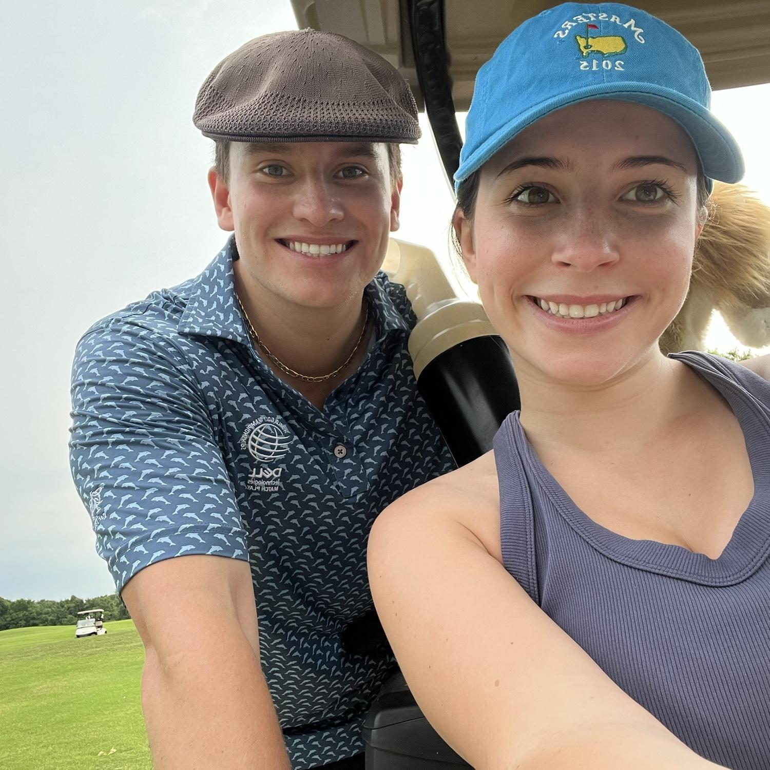 Fanette's first time golfing (she drove the cart around)