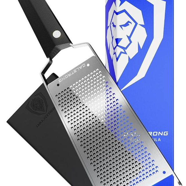 Dalstrong Professional Wide Cheese Grater - Fine - #304 Stainless Steel Blade - G10 Handle Kitchen Shredder - w/Blade Guard - Hard Cheese, Parmesan, Spices, Carrot, Garlic, Ginger - NSF Certified