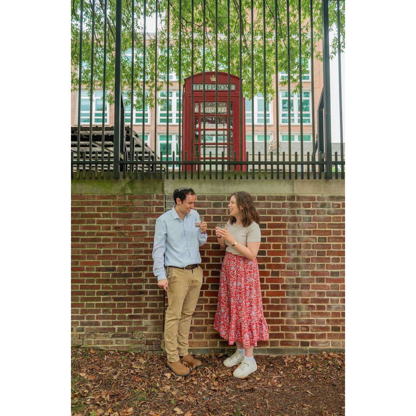 Surprisingly, the British embassy did not let us take pictures inside, but there was a genuine red telephone box we could take a picture next to sort of