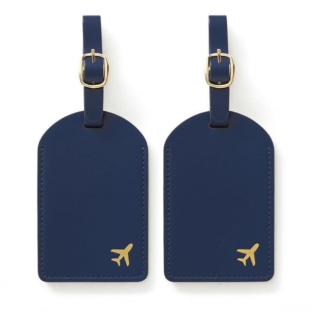 toTravelGear Luggage Tags for Suitcases, PU Leather Travel Tags for Luggage. (Marine Blue)