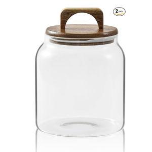 Sweejar Glass Jars for Laundry Room Organization, Half-Gallon Laundry Pods Container, Glass Food Storage Jars with Airtight Lid, 1 Pack, Hand Lid