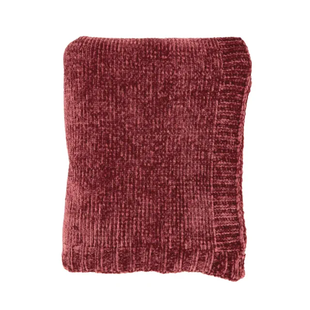 Saro Lifestyle Warmth of Chenille Knit Throw, 50"x60", Red