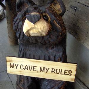 Chainsaw Carved Bear with Custom Sign