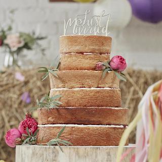 Boho Just Married Wooden Cake Topper