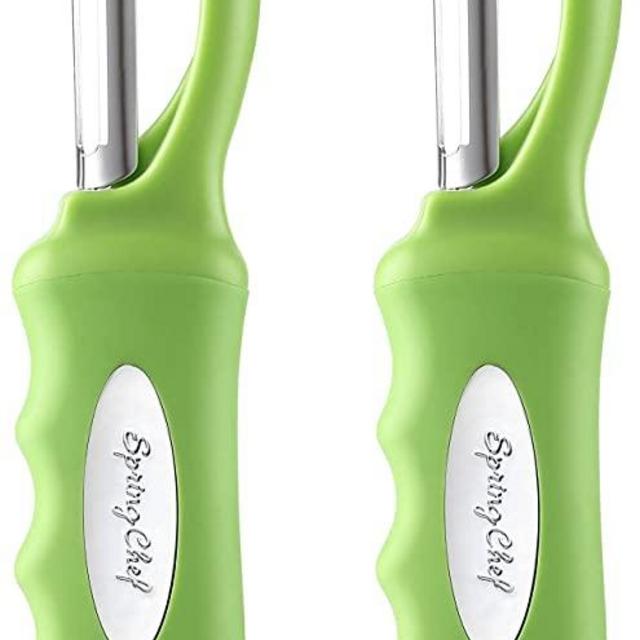 Spring Chef Premium Swivel Vegetable Peeler, Soft Grip Handle and Ultra Sharp Stainless Steel Blades - Perfect Kitchen Peeler For Veggie, Fruit, Potato, Carrot, Apple - Green - Set of 2