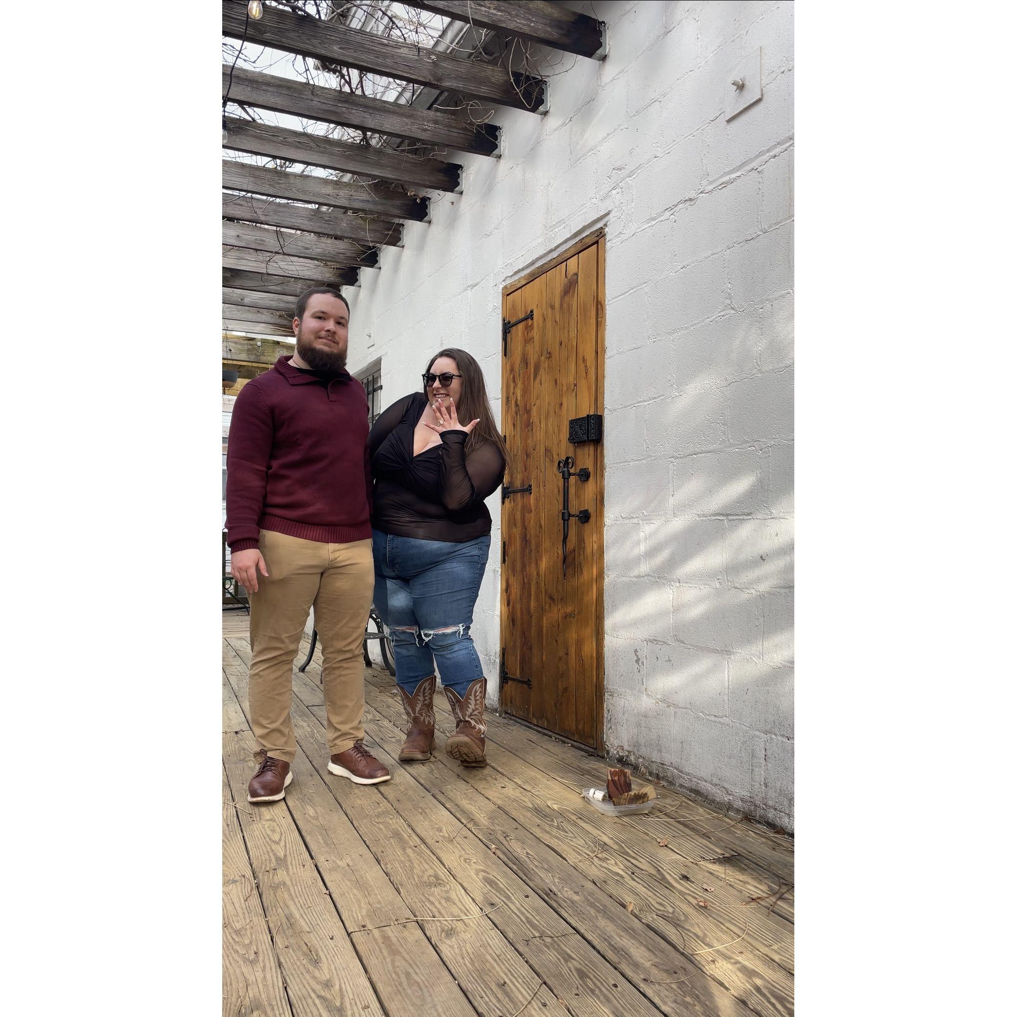 Our first date engaged: winery and dinner. Stanley, VA