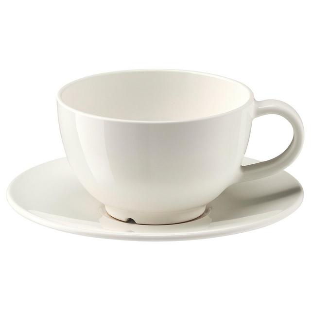 VARDAGEN Teacup with saucer, off-white26 cl
