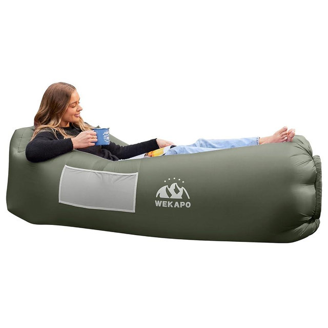 WEKAPO Inflatable Lounger Air Sofa Chair–Camping & Beach Accessories–Portable Water Proof Couch for Hiking, Picnics, Outdoor, Music Festivals & Backyard–Lightweight and Easy to Set Up Air Hammock