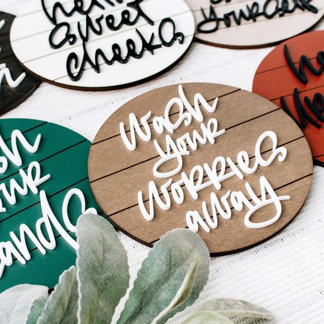 Shiplap Bathroom Wall Decor 3D Wash Your Hands Bathroom Sign Brush Your Teeth Please Seat Yourself Modern Bathroom Signs Moody Bath Decor