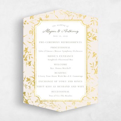 Beige Diamond Wedding Program - Vasara Foil