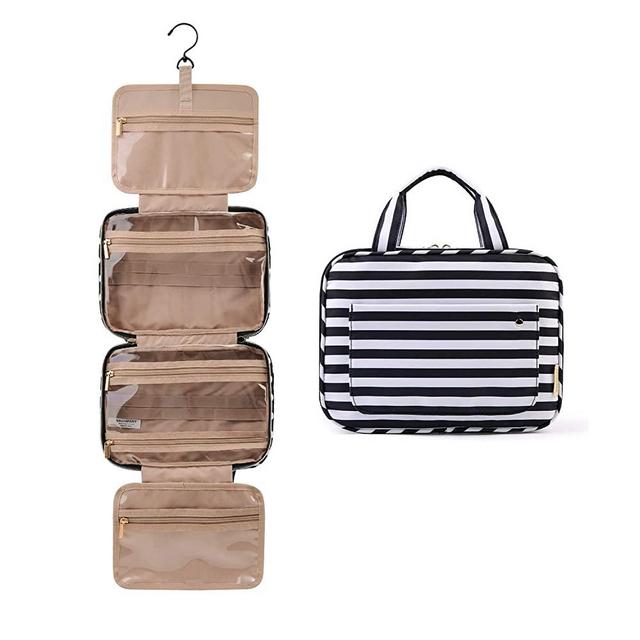 BAGSMART Toiletry Bag Travel Bag with Hanging Hook, Water-resistant Makeup Cosmetic Bag Travel Organizer for Accessories, Shampoo, Full Sized Container, Toiletries