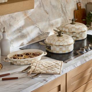 Mocha Check Stainless Steel Oval Gratin Dish