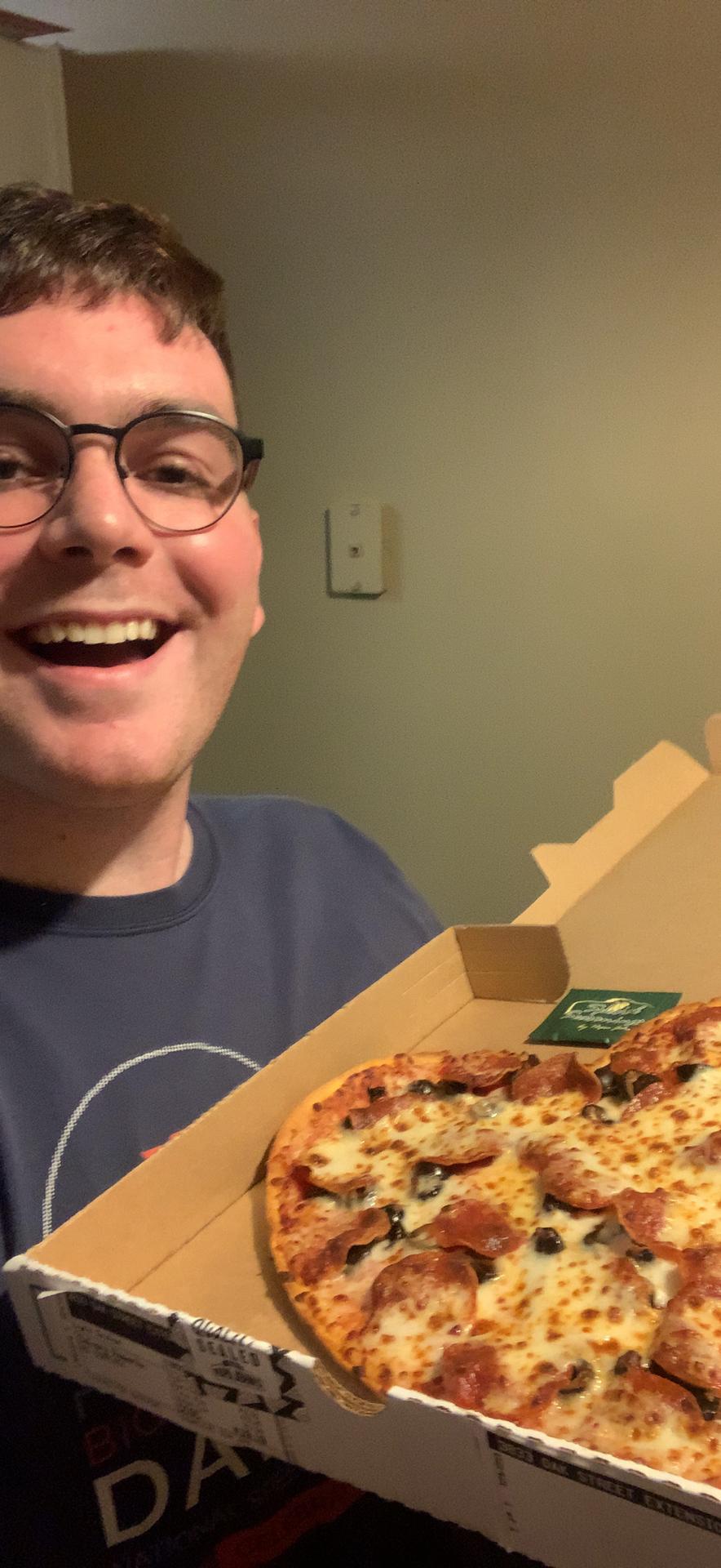 heart shaped pizza from Lydia for our first Valentine’s Day