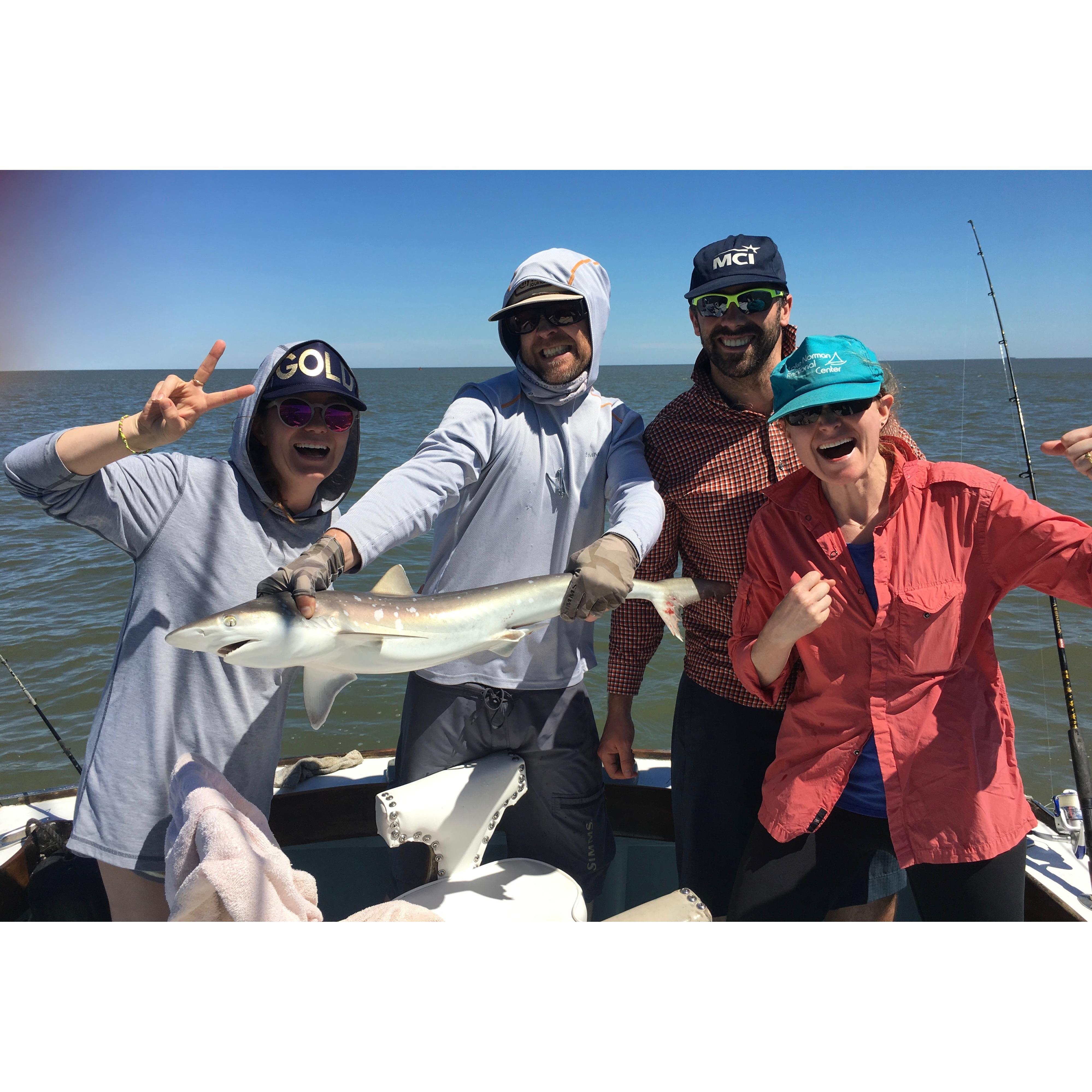 We like to go fishing. Sometimes we catch sharks! Hilton Head Island, April 2016