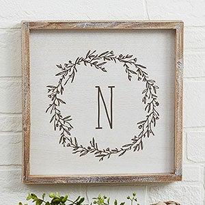 Farmhouse Floral Personalized Whitewashed Frame Wall Art- 12"x 12"