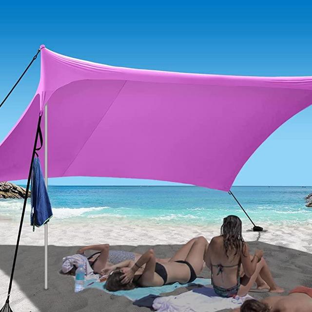 Easierhike Beach Shade Windproof Design,Sun Shelter UPF50+ Portable Family Canopy Tent Anchors 7x7 FT 2 Poles Pop Up Outdoor Shelter for Beach,Camping,Backyard and Picnics