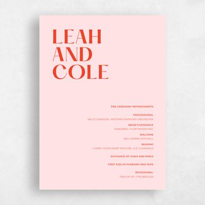 Soft Pink Wedding Program - Brevard
