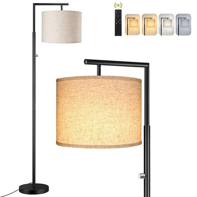 ROTTOGOON Modern Floor Lamp, Stepless Dimmable & 4 Color Temperature LED Standing Lamp with Remote & Rotary Switch Control, Tall Pole Floor Lamp for Living Room, Bedroom, Study Room, Office - Black