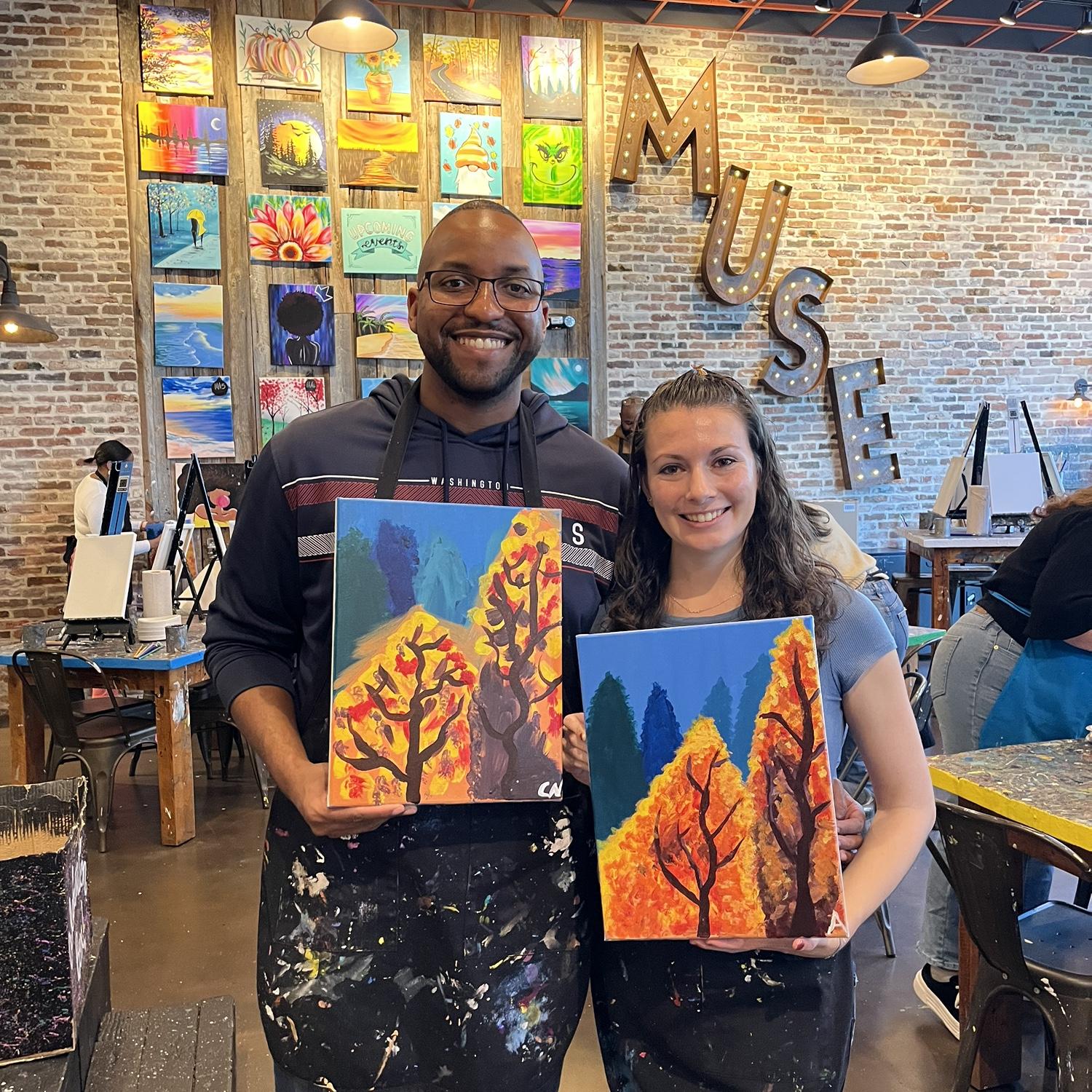 Who painted the scene best??? Paint n' Sip class for Ali's 28th birthday.