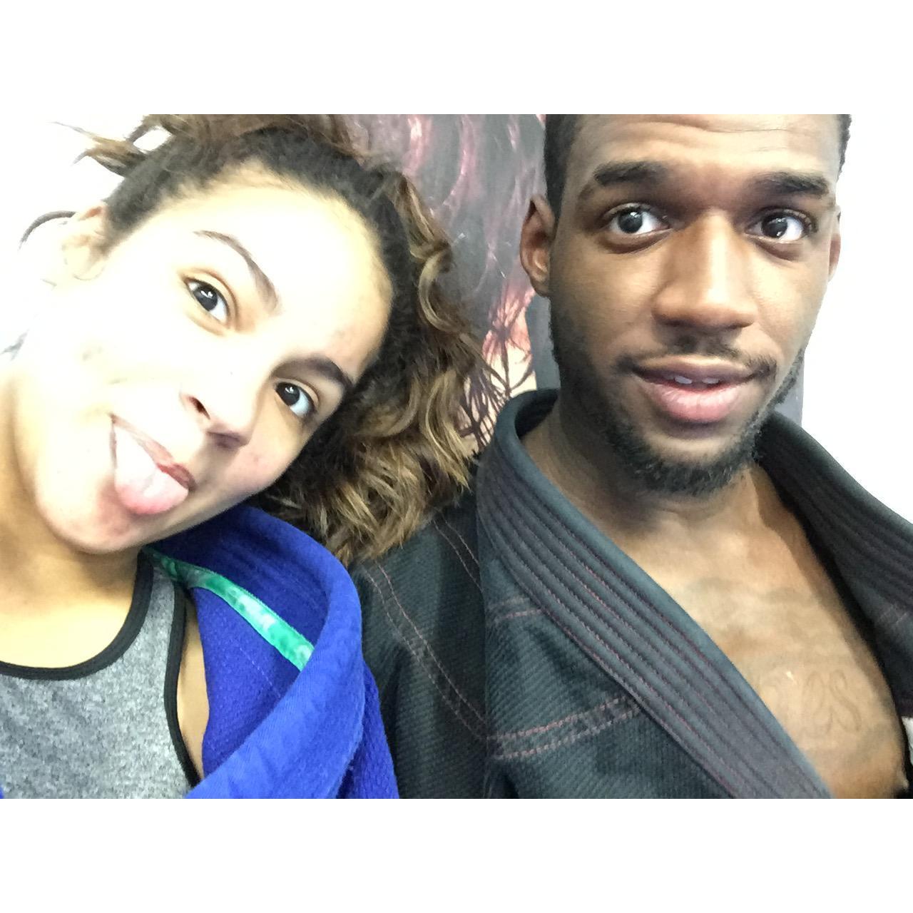 Us relaxing after drilling BJJ.