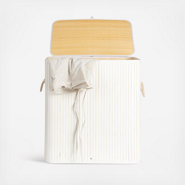 Household Essentials, Bamboo Double Laundry 39-Gallon Hamper with Rope Handle | Zola