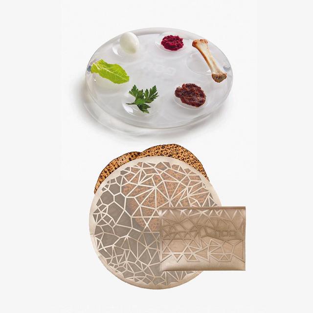 Passover Bundle: White Plate / Geometric Champagne