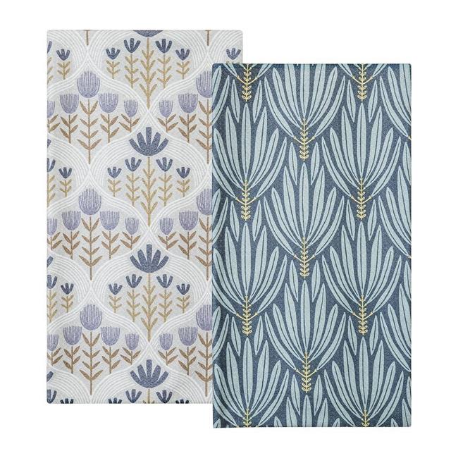 Premium Kitchen Tea Towel | Microfiber Waffle Weave | Quick Dry | Super Absorbent | Double-Sided Designer Prints | 2 Pack