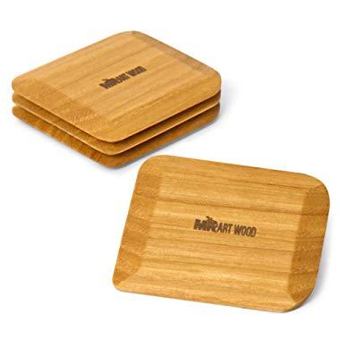 Mr.Art Wood Pot, Pan & Bowl Wooden Scraper (Pack of 4), Size 2.8" x 2.4" – Made in Europe, Helps To Remove Tough Stains, Grime & Dirt – Multipurpose Kitchen Tool, 100% Natural Ash Wood