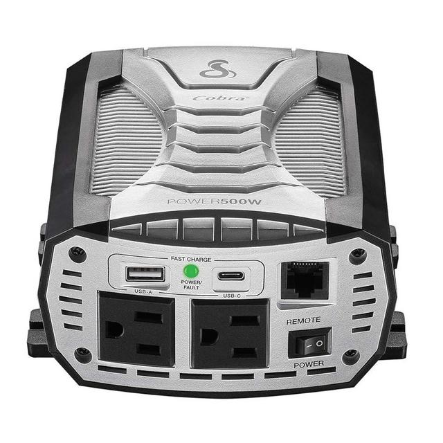 Cobra POWER 500W Power Inverter, Portable – 500-Watt Car Charger, 2 Grounded AC Outlets, 2 Fast Charge USB Ports and Remote Controller (CPIALCDG1) Compatible