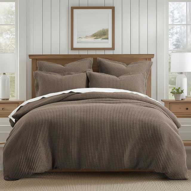 Mills Waffle Latte King Duvet Set - Levtex Home