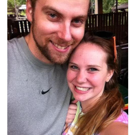 The first picture we ever took together! It was in line at Mach Tower at Busch Gardens, right after we took the picture the ride closed down so we weren't even able to ride it! Worth it.