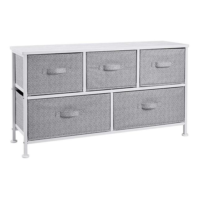 AmazonBasics Extra Wide Fabric 5-Drawer Storage Organizer Unit for Closet, White