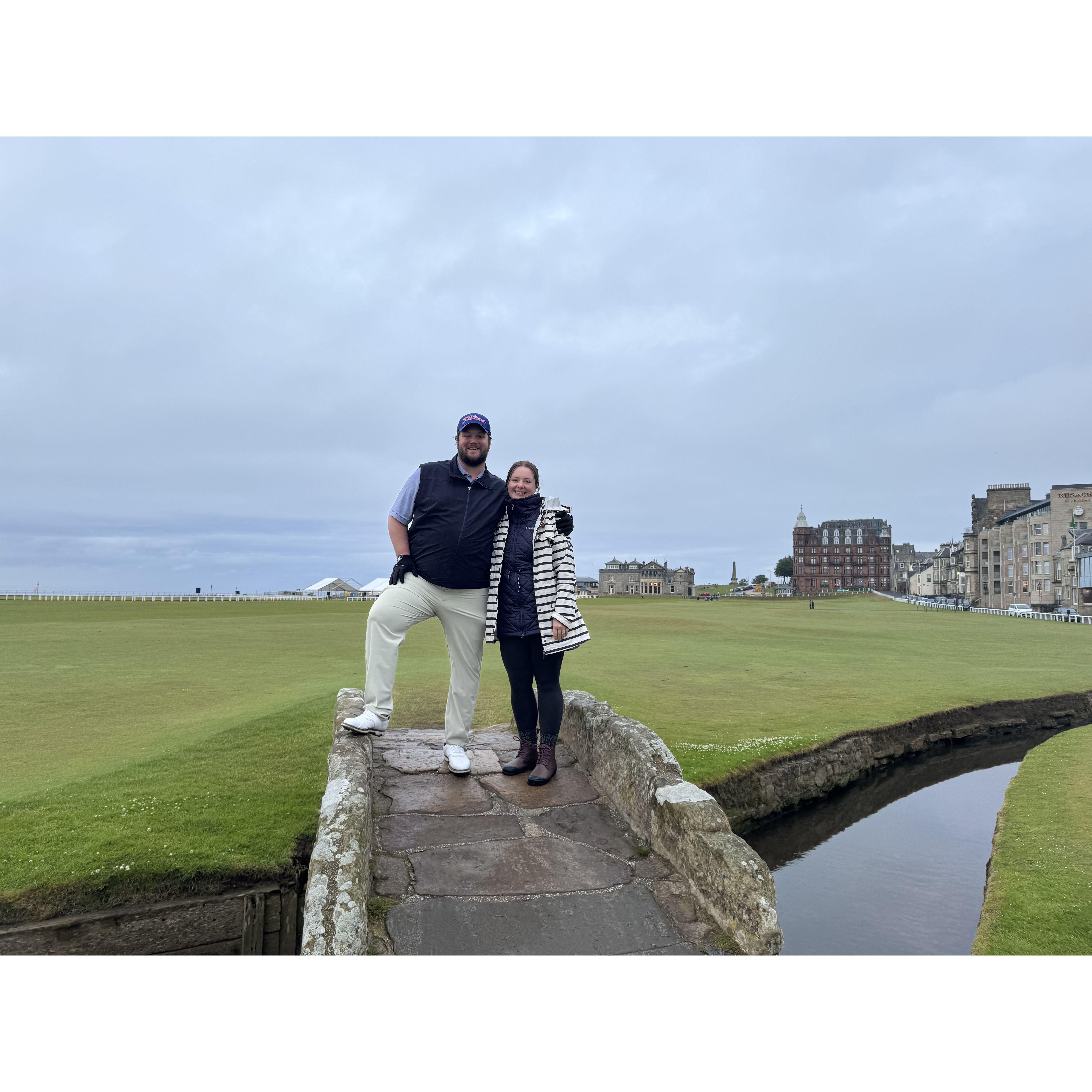 Just before Terry teed off at the 18th hole of the Old Course at St. Andrews