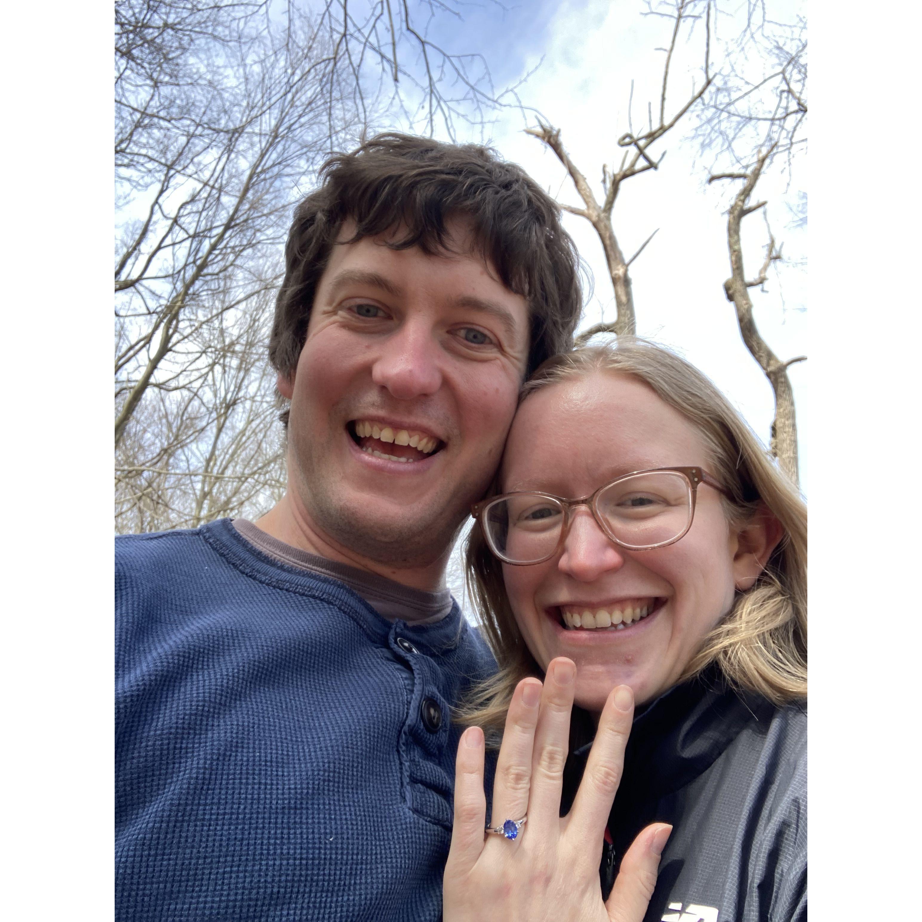 JP surprised Ellen with a Montana sapphire engagement ring in April 2022