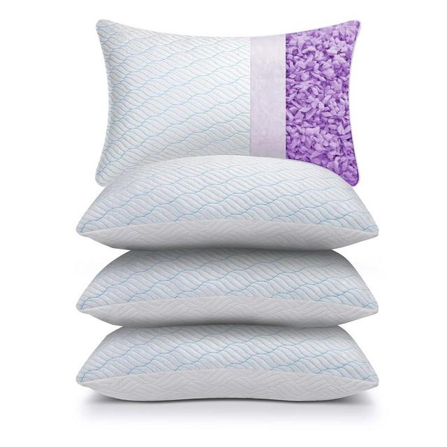 WISHSMILE Cooling Pillows Queen Size Set of 4, Shredded Memory Foam Pillows with Zipper, Adjustable Firmness for Sleeping Cool Cold Pillow for Hot, Side Sleepers,20x30,4 Pack