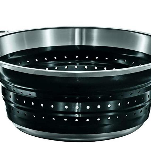 Rosle Stainless Steel Collapsible Colander, 10-inch, Black