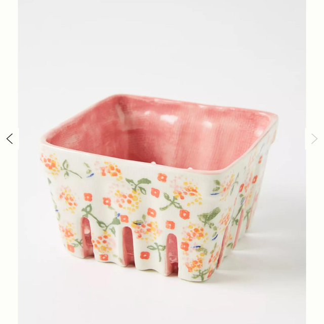 Floral Ceramic Berry Basket - Red Pattern, Standard, BERRY BASKET