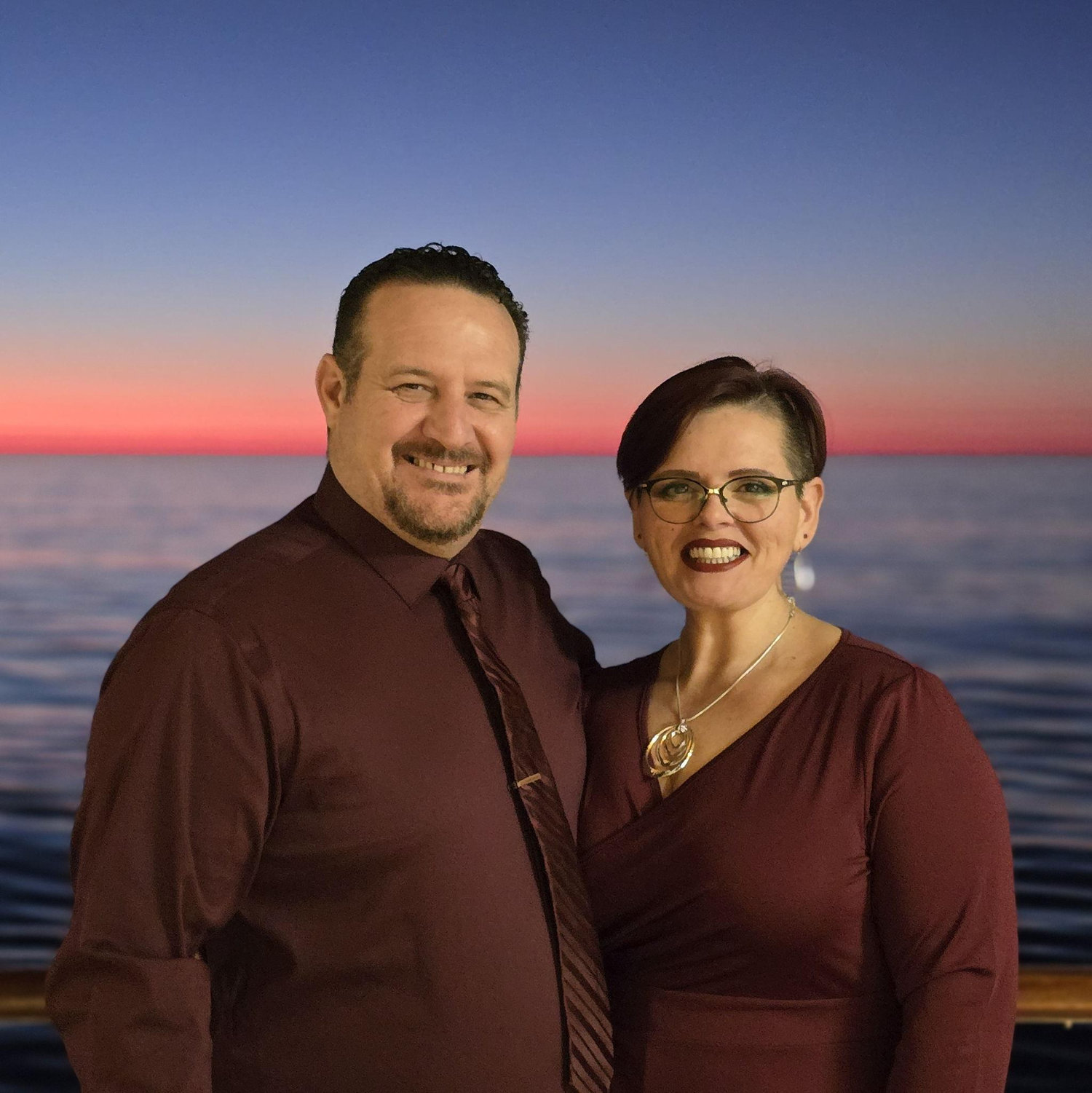 Sunset on the cruise on which he proposed...