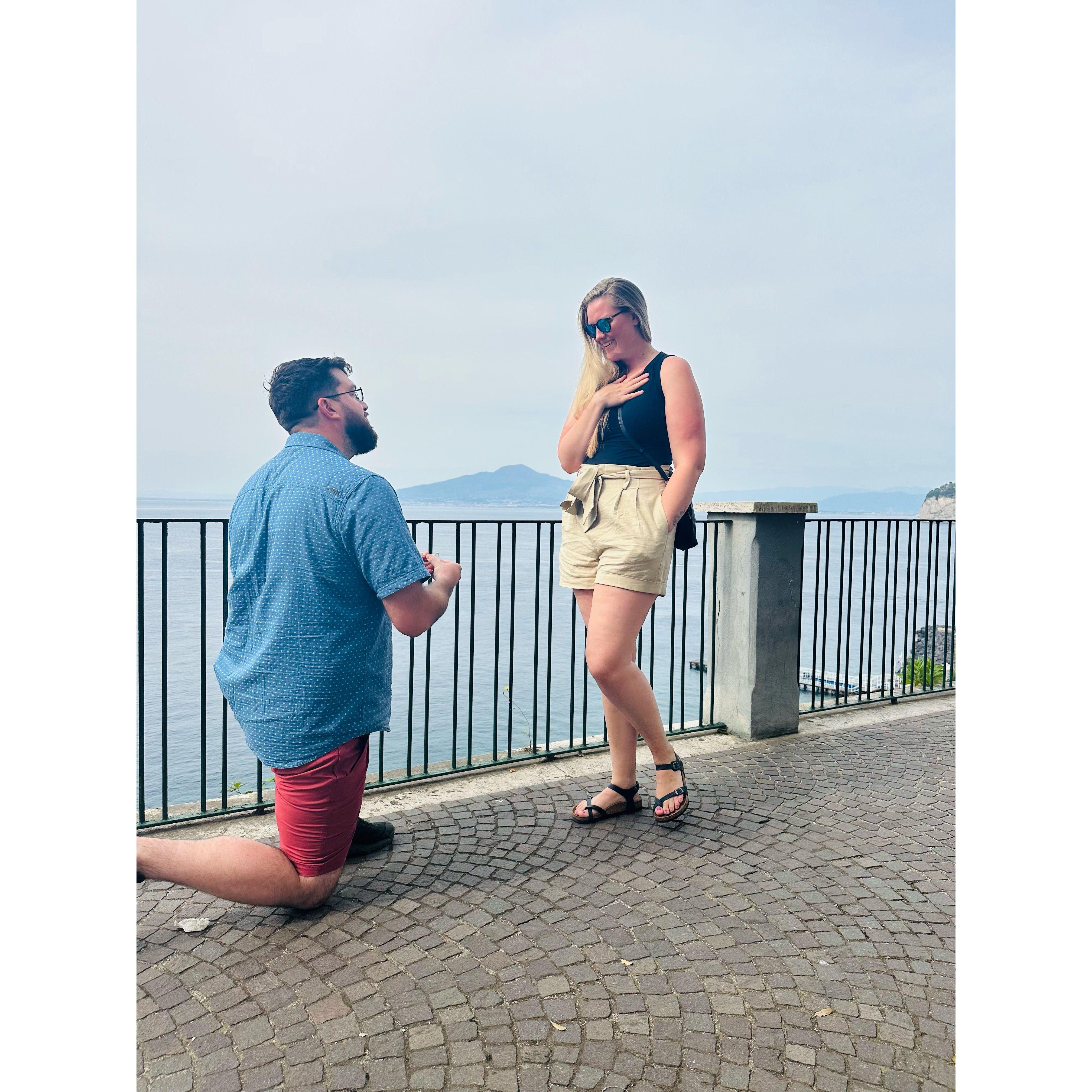 John proposed in Sorrento, IT on April, 30th 2024.