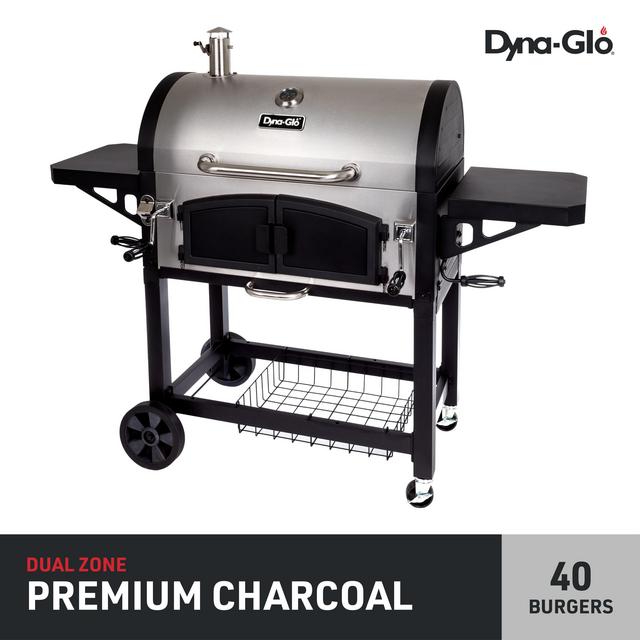 Dyna-Glo X-Large Premium Dual Chamber Charcoal Grill - 816 sq.in. of Cooking Area Stainless Steel