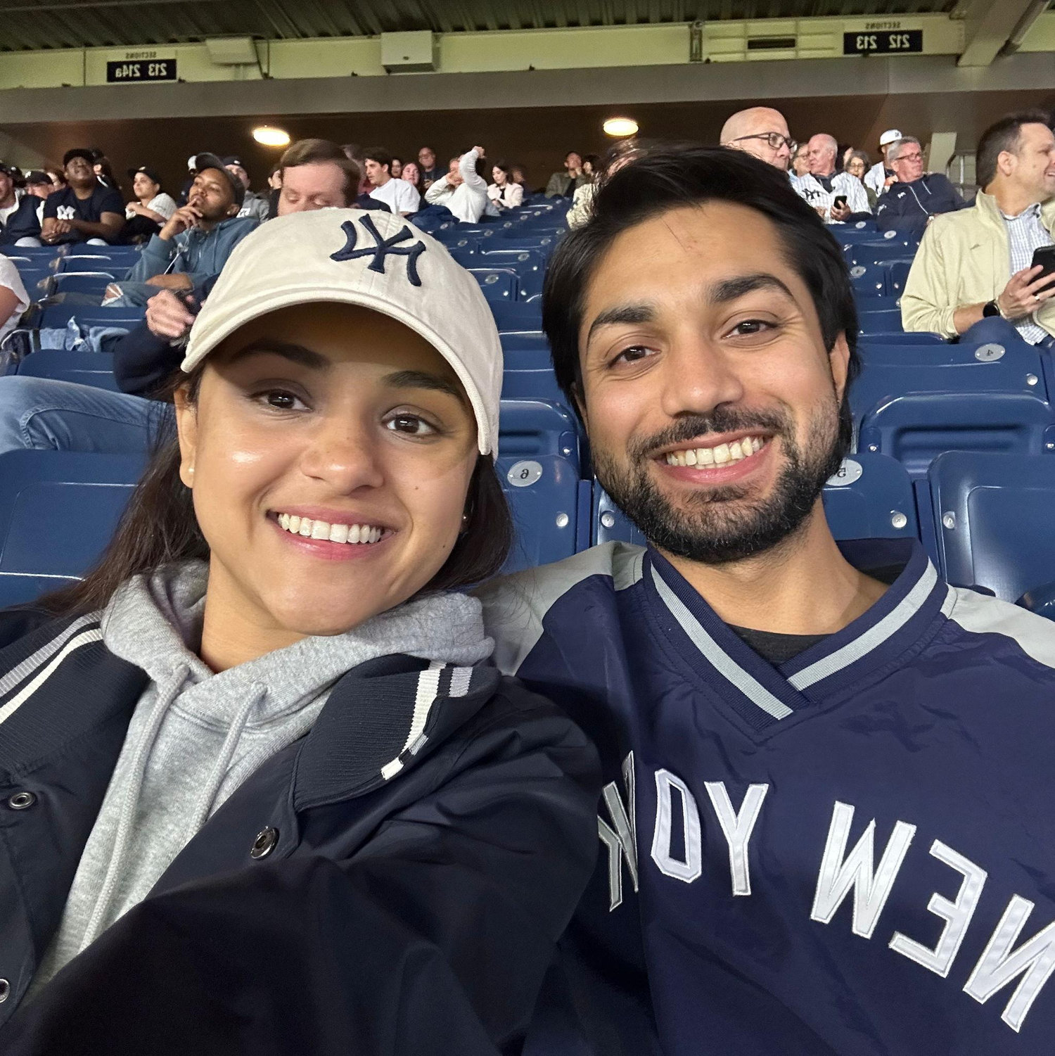 A Yankees game together… where one of us was already a fan, and the other was slowly being converted inning by inning.