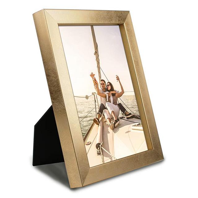 MIMOSA MOMENTS Metallic Picture Frame, Brushed Satin Finish, Photo Display for Desk (Gold, 5x7)