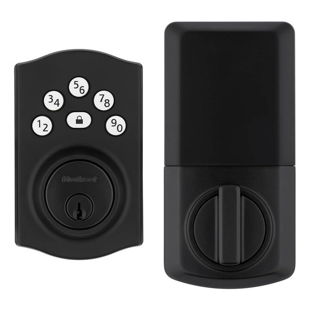 Kwikset Powerbolt 240 5-Button Keypad Matte Black Traditional Electronic Deadbolt Door Lock, Featuring Convenient keyless Entry, Customizable User Codes and auto Locking